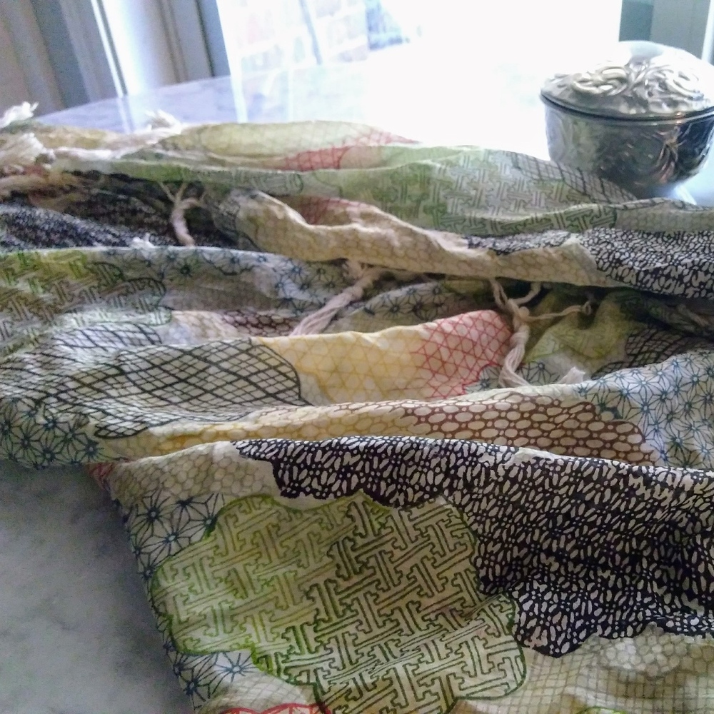 100% silk square fringed scarf